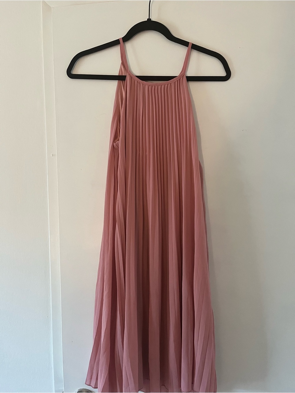 Ellames Pink Pleated Halter Dress